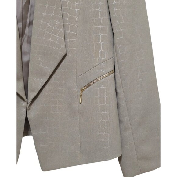 Preston & York Tan Tortoise Print Collarless Blazer Sz 10 - Picture 3 of 9